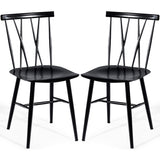 NNECW Set of 2 Steel Dining Chairs with Curved Backrest for Restaurant/Cafe