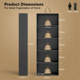 NNECW Standing Shelf wIth 5 Open Levels for Living Room-Black