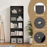 NNECW Standing Shelf wIth 5 Open Levels for Living Room-Black