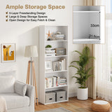 NNECW Standing Shelf wIth 5 Open Levels for Living Room-White