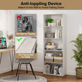 NNECW Standing Shelf wIth 5 Open Levels for Living Room-White