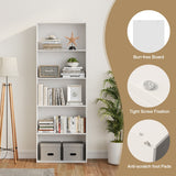 NNECW Standing Shelf wIth 5 Open Levels for Living Room-White