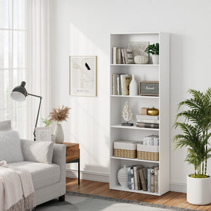 NNECW Standing Shelf wIth 5 Open Levels for Living Room-White