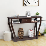 NNECW Modern Entryway Table with Storage Drawer for Office-Brown