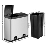 NNECW Double Bucket Recycling Trash Can with PP Inner Buckets for Kitchen