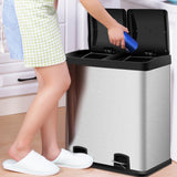 NNECW Double Bucket Recycling Trash Can with PP Inner Buckets for Kitchen