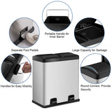 NNECW Double Bucket Recycling Trash Can with PP Inner Buckets for Kitchen