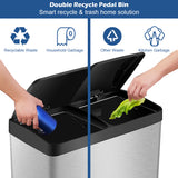NNECW Double Bucket Recycling Trash Can with PP Inner Buckets for Kitchen