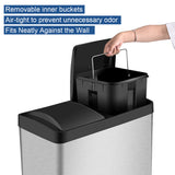 NNECW Double Bucket Recycling Trash Can with PP Inner Buckets for Kitchen