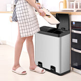 NNECW Double Bucket Recycling Trash Can with PP Inner Buckets for Kitchen