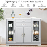 NNECW Buffet Sideboard with 2 Drawers &amp 3 Cabinets for Kitchen &amp Living Room-Grey