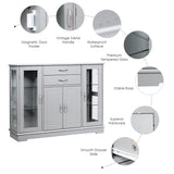 NNECW Buffet Sideboard with 2 Drawers &amp 3 Cabinets for Kitchen &amp Living Room-Grey