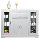 NNECW Buffet Sideboard with 2 Drawers &amp 3 Cabinets for Kitchen &amp Living Room-Grey
