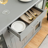 NNECW Buffet Sideboard with 2 Drawers &amp 3 Cabinets for Kitchen &amp Living Room-Grey