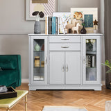 NNECW Buffet Sideboard with 2 Drawers &amp 3 Cabinets for Kitchen &amp Living Room-Grey
