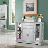 NNECW Buffet Sideboard with 2 Drawers &amp 3 Cabinets for Kitchen &amp Living Room-Grey