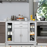 NNECW Buffet Sideboard with 2 Drawers &amp 3 Cabinets for Kitchen &amp Living Room-Grey