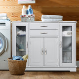 NNECW Buffet Sideboard with 2 Drawers &amp 3 Cabinets for Kitchen &amp Living Room-Grey