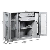 NNECW Buffet Sideboard with 2 Drawers &amp 3 Cabinets for Kitchen &amp Living Room-Grey