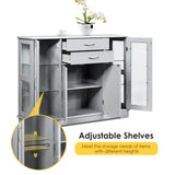 NNECW Buffet Sideboard with 2 Drawers &amp 3 Cabinets for Kitchen &amp Living Room-Grey