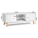 NNECW Modern Wooden TV Stand with Double Door and 2 Storage Shelves for TVs up to 60 Inches