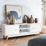 NNECW Modern Wooden TV Stand with Double Door and 2 Storage Shelves for TVs up to 60 Inches
