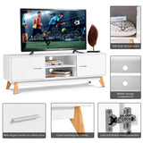NNECW Modern Wooden TV Stand with Double Door and 2 Storage Shelves for TVs up to 60 Inches