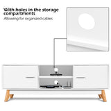 NNECW Modern Wooden TV Stand with Double Door and 2 Storage Shelves for TVs up to 60 Inches