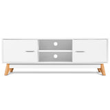 NNECW Modern Wooden TV Stand with Double Door and 2 Storage Shelves for TVs up to 60 Inches