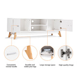 NNECW Modern Wooden TV Stand with Double Door and 2 Storage Shelves for TVs up to 60 Inches