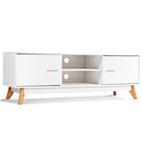 NNECW Modern Wooden TV Stand with Double Door and 2 Storage Shelves for TVs up to 60 Inches