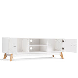 NNECW Modern Wooden TV Stand with Double Door and 2 Storage Shelves for TVs up to 60 Inches