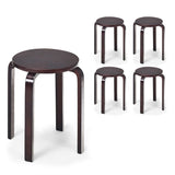 NNECW Set of 4 Stackable Wooden Stools for Living Room &amp Dining Room-Brown