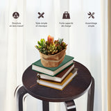 NNECW Set of 4 Stackable Wooden Stools for Living Room &amp Dining Room-Brown