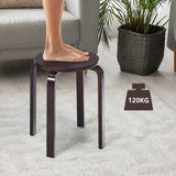 NNECW Set of 4 Stackable Wooden Stools for Living Room &amp Dining Room-Brown