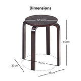 NNECW Set of 4 Stackable Wooden Stools for Living Room &amp Dining Room-Brown