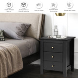 NNECW Nightstand with 3 Drawers for Living Room and Bedroom-White