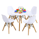 NNECW 5-Piece Kids Table and 4 Chairs Set for Learning &amp Activity &amp Play-White