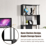 NNECW Standing Shelf with 4 Shelves &amp Metal Frame for Living Room &amp Office &amp Bedroom-Black