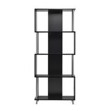 NNECW Standing Shelf with 4 Shelves &amp Metal Frame for Living Room &amp Office &amp Bedroom-Black