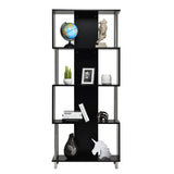 NNECW Standing Shelf with 4 Shelves &amp Metal Frame for Living Room &amp Office &amp Bedroom-Black