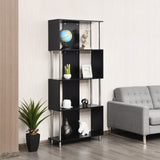 NNECW Standing Shelf with 4 Shelves &amp Metal Frame for Living Room &amp Office &amp Bedroom-Black