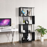 NNECW Standing Shelf with 4 Shelves &amp Metal Frame for Living Room &amp Office &amp Bedroom-Black