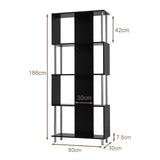 NNECW Standing Shelf with 4 Shelves &amp Metal Frame for Living Room &amp Office &amp Bedroom-Black