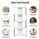 NNECW Standing Shelf with 4 Shelves &amp Metal Frame for Living Room &amp Office &amp Bedroom-White