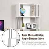 NNECW Standing Shelf with 4 Shelves &amp Metal Frame for Living Room &amp Office &amp Bedroom-White