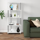 NNECW Standing Shelf with 4 Shelves &amp Metal Frame for Living Room &amp Office &amp Bedroom-White