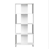 NNECW Standing Shelf with 4 Shelves &amp Metal Frame for Living Room &amp Office &amp Bedroom-White