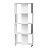 NNECW Standing Shelf with 4 Shelves &amp Metal Frame for Living Room &amp Office &amp Bedroom-White