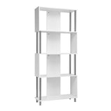 NNECW Standing Shelf with 4 Shelves &amp Metal Frame for Living Room &amp Office &amp Bedroom-White